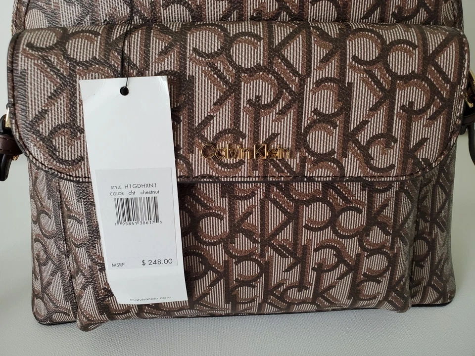 Bolso de mano para mujer Calvin Klein, logotipo CK, color castaño Foto 2 de 4