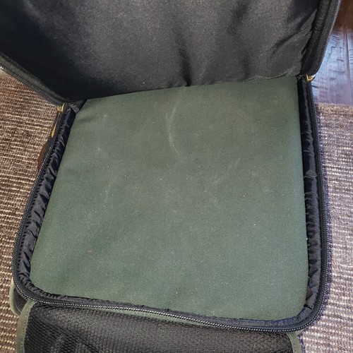 Cabalas Suitcase 22” Outdoor Gear Canvas Green Double Strapped Leather Wheeled - Picture 12 of 18