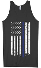 Threadrock Men's Honor Respect Thin Blue Line Flag Tank Top
