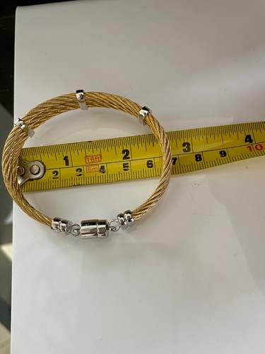 Stainless Steel 925 Sterling Silver 3 Row Cable Bracelet with Diamond Stations - Picture 9 of 10