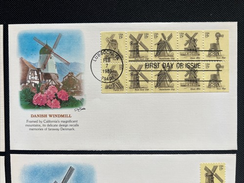 1738-42 Windmills (Set of 6) FDC Fleetwood-Jim Butcher Feb 7 1980 Lubbock TX - Picture 2 of 8