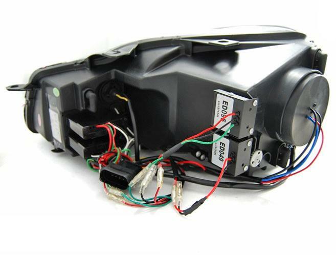 Feux phares VW Golf 6 08-12 led U-type DRL noir liner rouge