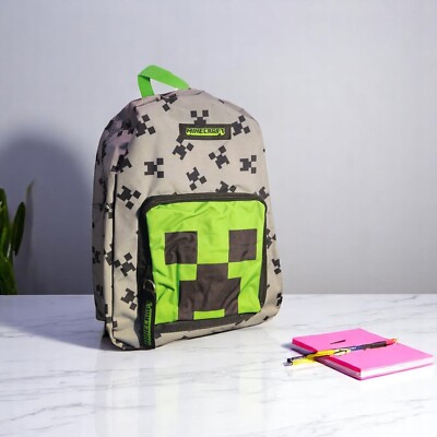 Kinder Minecraft Schulrucksack Creeper grün Rucksack Tasche 40 cm 2 Reißverschlüsse & Tasche