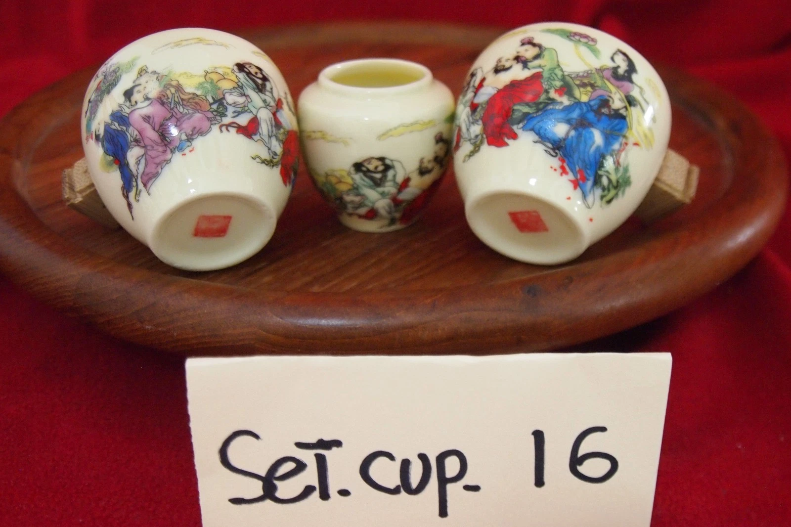 Asian Bamboo Bird Cage Cup Set 16
