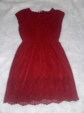 Madewell womens red knee length short sleeve fit & flare dress size 4