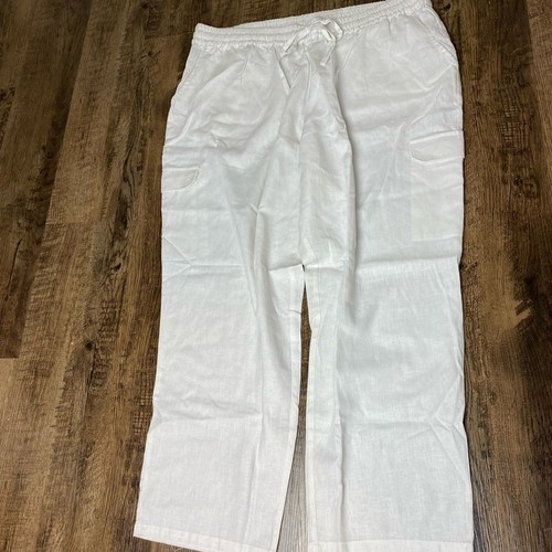 NY & CO. Summer Linen Patch Pocket Optic White Cargo Style Pants XL - Picture 11 of 13