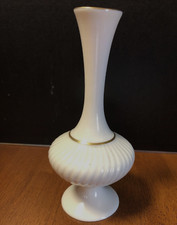 Lenox Footed Hand Decorated 24K Gold Trim Ivory Color Bud Vase Made in USA 7"