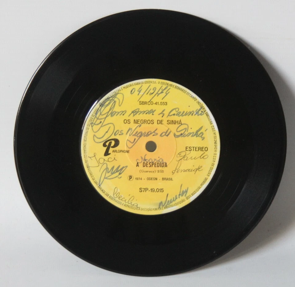 Os Negros De Sinha ‎– A Despedida - 1974 Brazil Vinyl 7" Single - Signed - Image 2 of 4