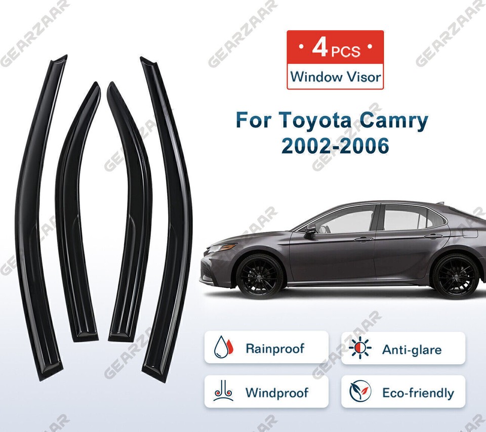 4-Piece Window Visor Rain Guards – Fits 2002-2006 Toyota Camry – Tape-On External Mount