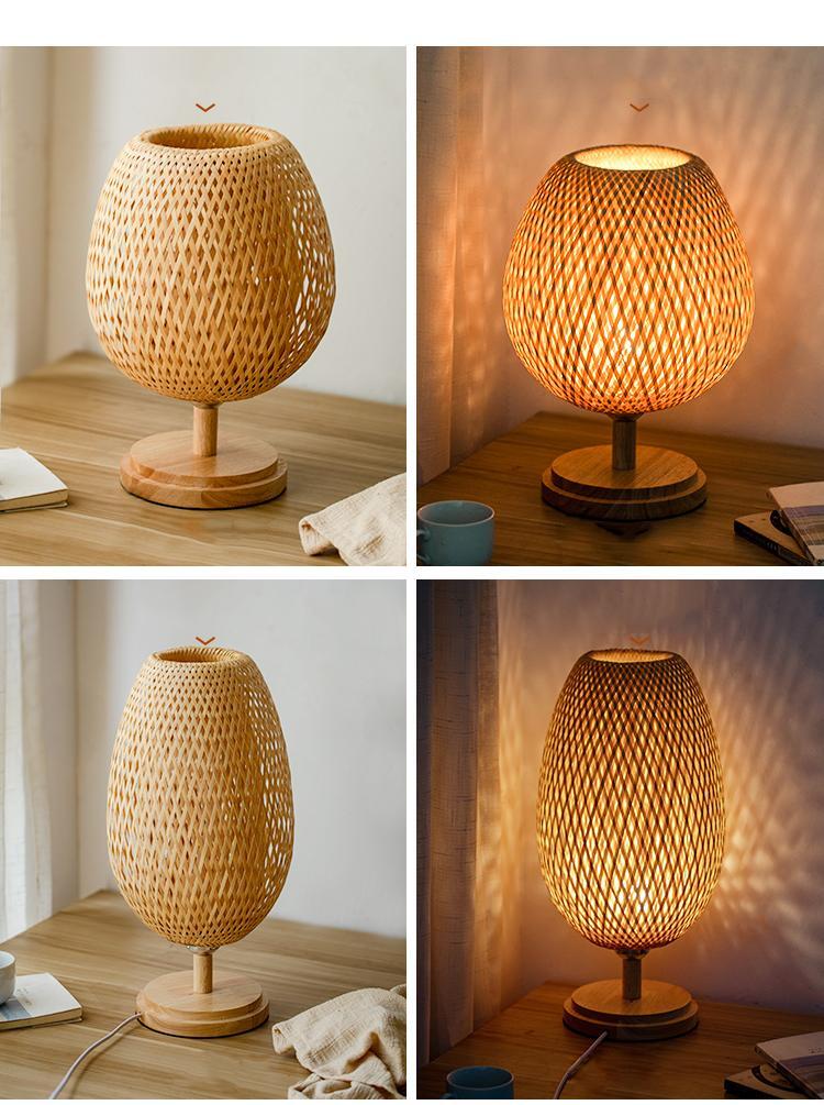 Table Lamp LED Rattan Switch Multicolor Novelty Vintage Corded Medium Round Deco-image