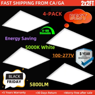 2x2FT 45W LED Flat Panel Light 5400LM Drop Ceiling Commercial Office Home Lights