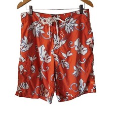 Billabong Y2K US Men's Size 33 Orange Hibiscus Aloha Board Shorts 9" Inseam