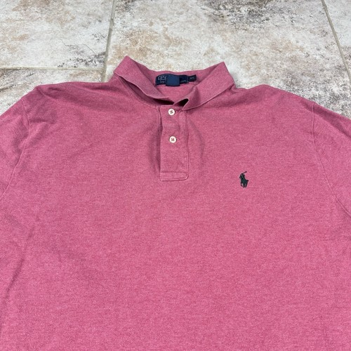Polo Ralph Lauren Long Sleeve Polo Shirt Mens XL Pink Knit Blue Pony Rugby - Picture 2 of 9