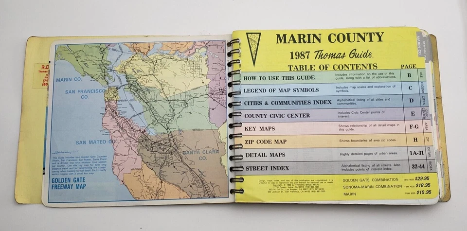 Vintage 1987 The Thomas Guide Updated Edition Golden Gate 1987 Thomas Guide - Image 4 of 4