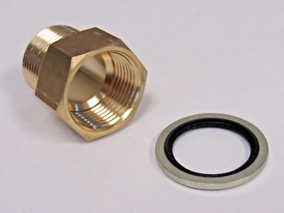 BRASS ADAPTER 3/4'' NPT MALE X 3/4'' BSPP FEMALE NEW W/SEALING WASHER