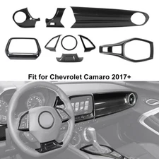 9Pc Interior Dash Panel Decor Cover Carbon Fiber Trim Kit For 17-23 Chevy Camaro
