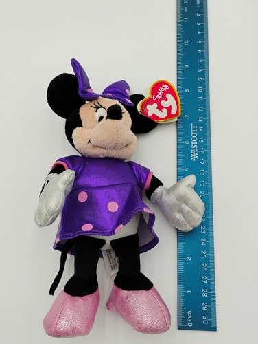 Ty Beanie Babies Disney Sparkle Minnie Mouse Plush Purple Pink NWT 8" - Picture 6 of 6