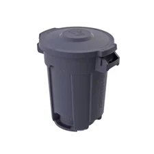 10 Gal. Grey Outdoor Vented Trash Can with Domed Lid, Rounded Handles, and Reinf