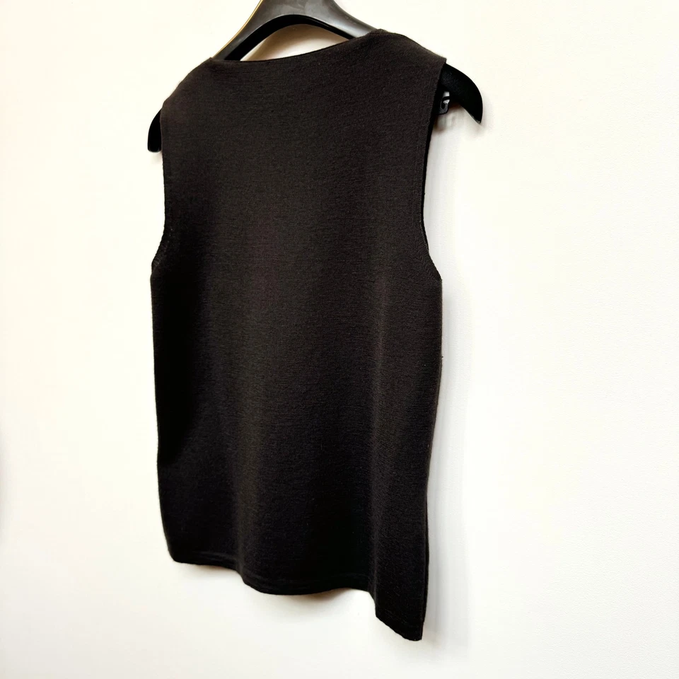 Top AKRIS Marrón Cachemira y Seda Escote Cuadrado Sin Mangas Tejido Talla 8 ¡LUX! Foto 4 de 4