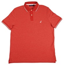 Nautica Mens M Polo Shirt Premium Short Sleeve Classic Fit Casual Fiery Red NEW