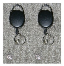 Retractable Badge Holder / Key Ring - Chrome  Black - 2 Pack