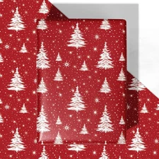 WRAPLULU Red Christmas Tree Wrapping Paper - 4 Jumbo Sheets, 28 * 40 Inches - Sn