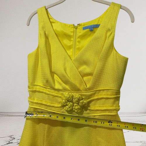 Vestido Antonio Melani Para Mujer Talla 2 Amarillo Bordado Bordado Fiesta Evento $199 - Imagen 18 de 19