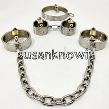 Stainless Steel Lock Collar Handcuffs Ankle Cuffs Detachable RestraintHeavy Duty
