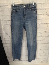 Pilcro THE VINTAGE STRAIGHT Blue Jeans Raw Hem at Ankles Women's SIze 26 x 27