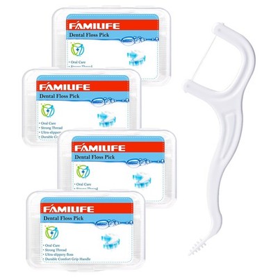 FAMILIFE Floss Picks, 200 200 Foot (Pack of 1), Unflavored (200 Count)