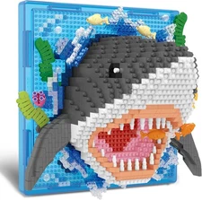Shark Animal 3D Wall Art Micro Mini Building Blocks Set, Unique Home Wall... 