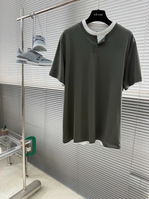 Brunello Cucinelli Layered Style Polo T-Shirt, Relaxed Fit, Size XL