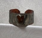 Unique Artisan Handcrafted Silver Band Ring Red Agate Natural Heart Stone — photo 1