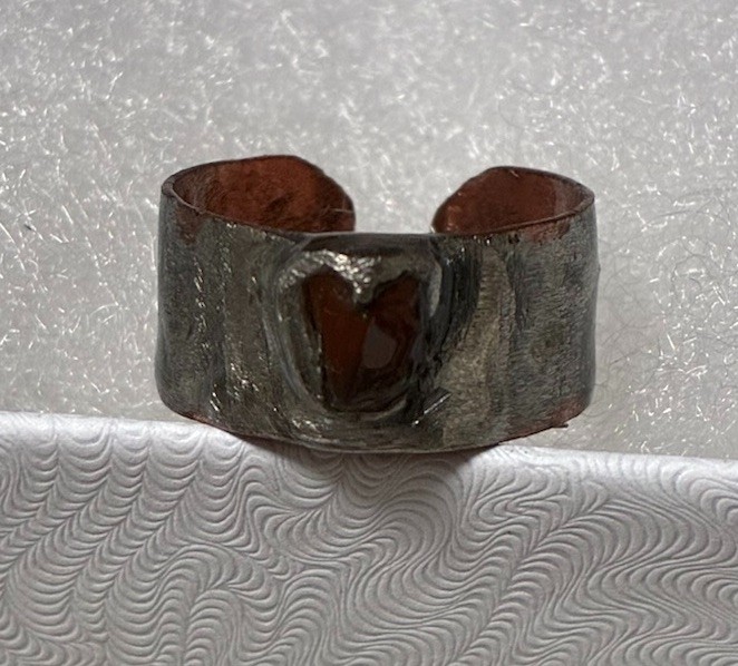 Unique Artisan Handcrafted Silver Band Ring Red Agate Natural Heart Stone