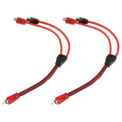2 Pack 1 Male 2 Female RCA Splitter Audio Cable Competition Rated DS18 R1M2F
