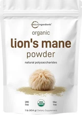 Organic Lion’s Mane Mushroom Powder, 16oz | Pure Fruiting Body Superfood