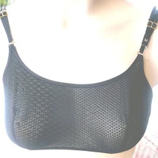 Victorias Secret M Vintage bra bralette Black Sheer Mesh Back Close Scoop NWT