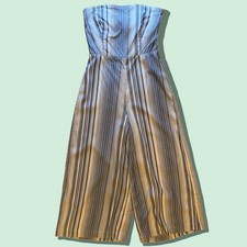 Stripped Jumpsuit Wide Legs Strapless