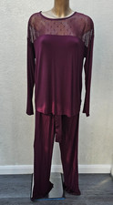 B By TED BAKER Purple Lounge Set Pajamas 2 Piece Long Sleeve Soft Pants Size 16