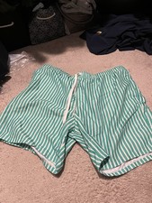 Goodfellow Co. Men's 7" Inseam Swim Shorts Teal striped Size XL