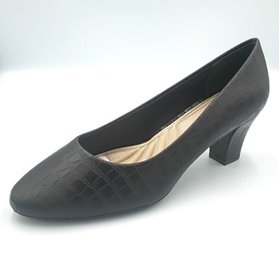 Easy Street Ballari Brown Croco Cushioned Pumps Shoes Womens Sz 8.5 WW NEW