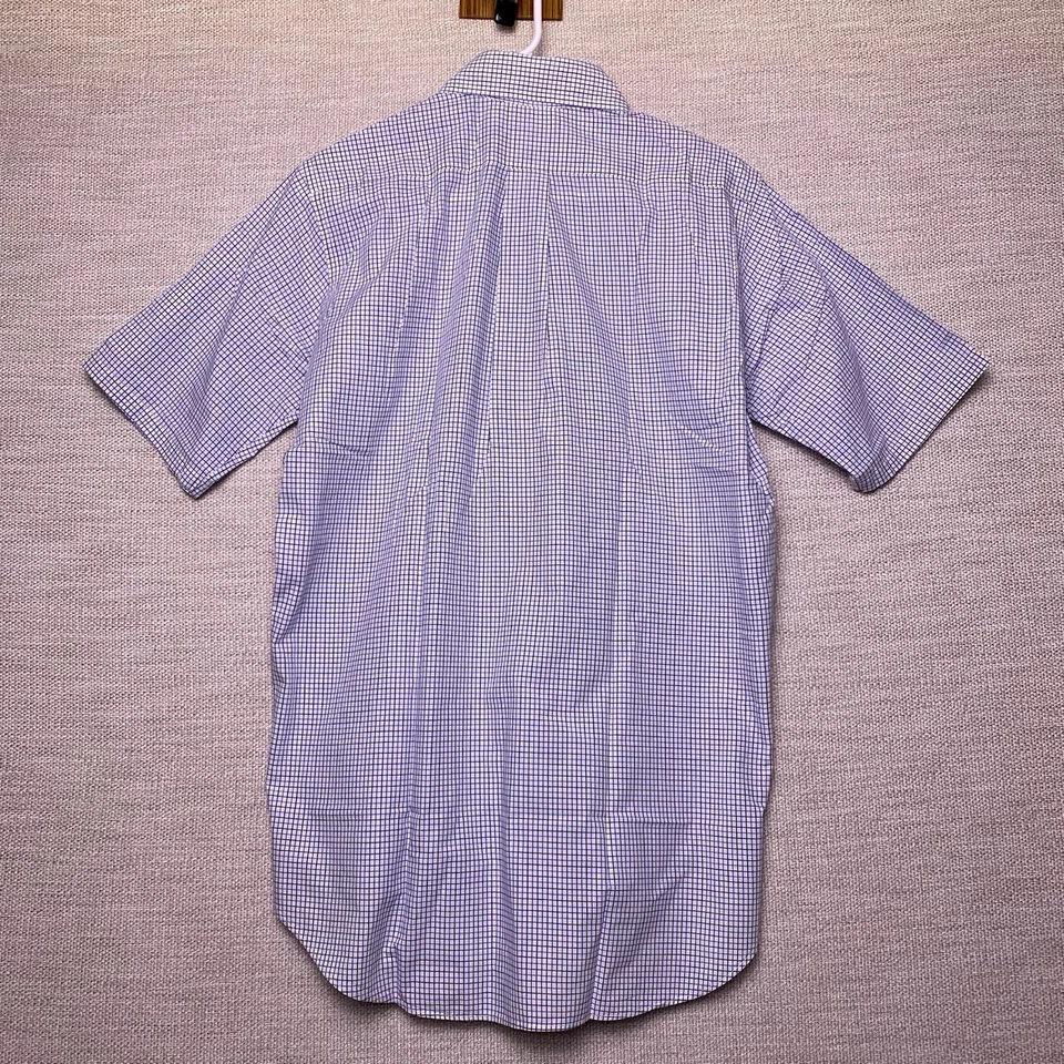 70s Brooks Brothers Shirt 14.5 Mens S/S 6 Button Down Blue Graph Check VGUC - Image 3 of 4
