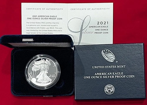 2021 US MINT AMERICAN EAGLE  -   ONE OUNCE SILVER PROOF COIN WITH COA