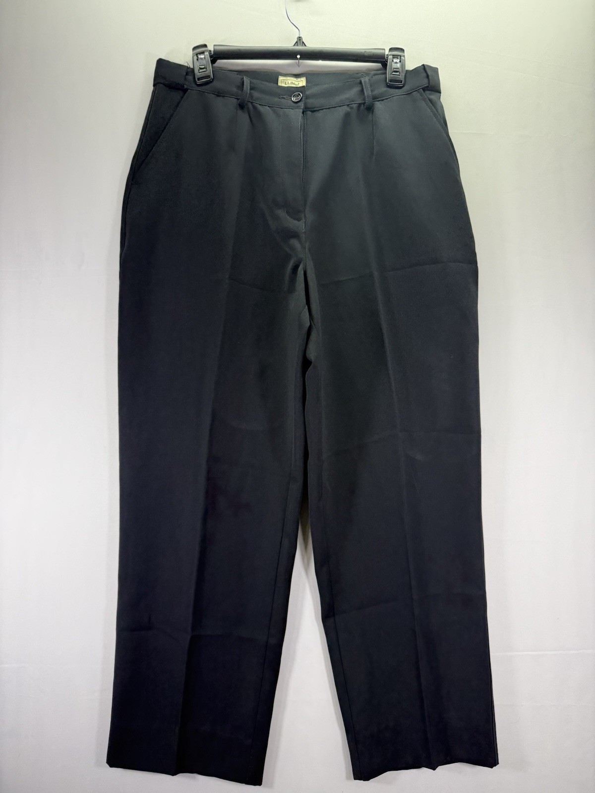 LL Bean Original Fit Black Trousers Petite Pleated Front Women’s Size 12