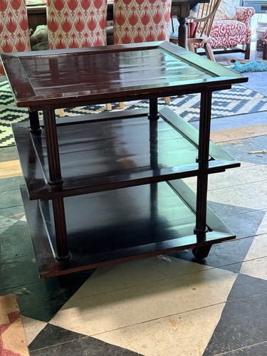 Barbara Barry Three-Tier Mahogany Side Table Elegant, used with love