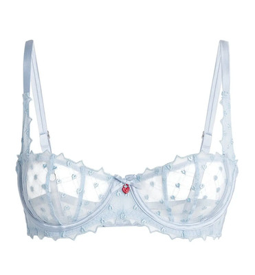 NEW! FLEUR DU MAL Love Lock Balconette Bra (Size 34D) Forget Me Not Blue