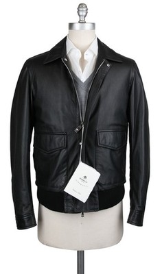 Luigi Borrelli Black Leather Solid Jacket - (OW3121X10)