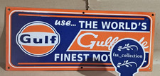 Gulf Gulfpride Porcelain Enamel Sign  24 x 10 Inches 1 Sided