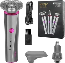 HIENA PRO Professional Beard Trimmer for Men, 3-in-1 Complete Grooming Gray 