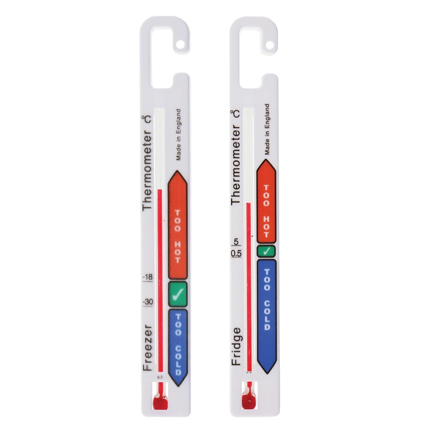 Twin Pack Fridge Freezer Thermometer Pack with Colour Coded Refrigerator Safe T
